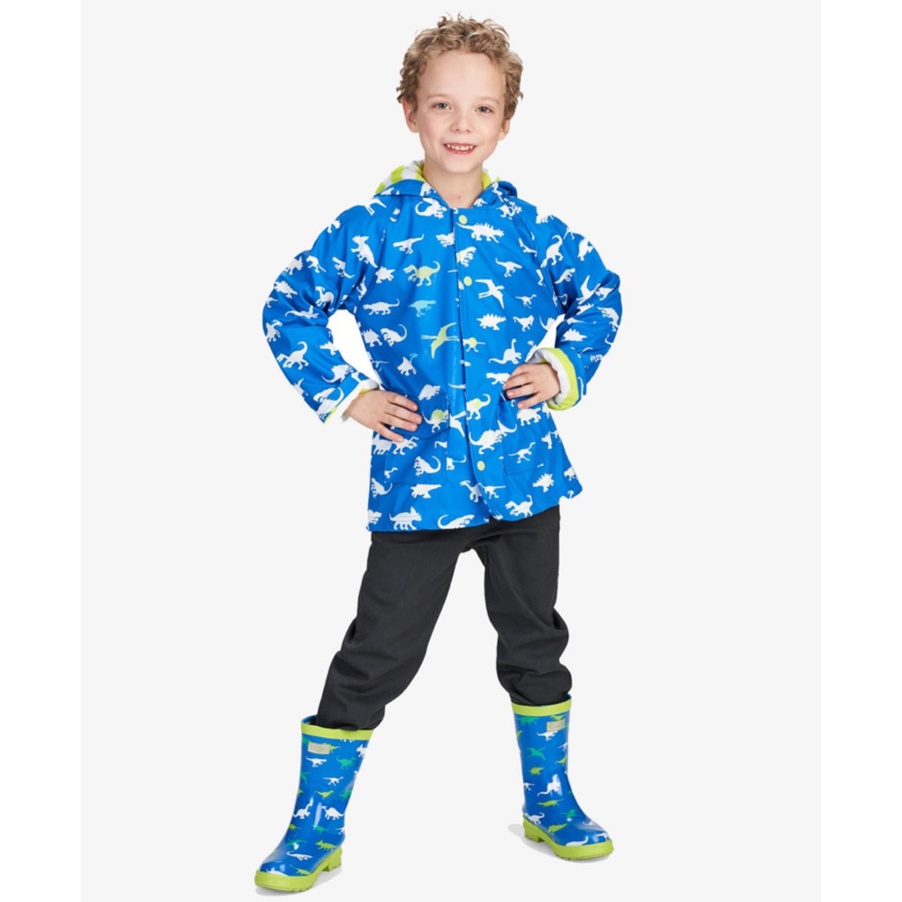 HATLEY • Color Changing Dinosaur Ménagerie Raincoat Hooded Jacket - Picture 2 of 6
